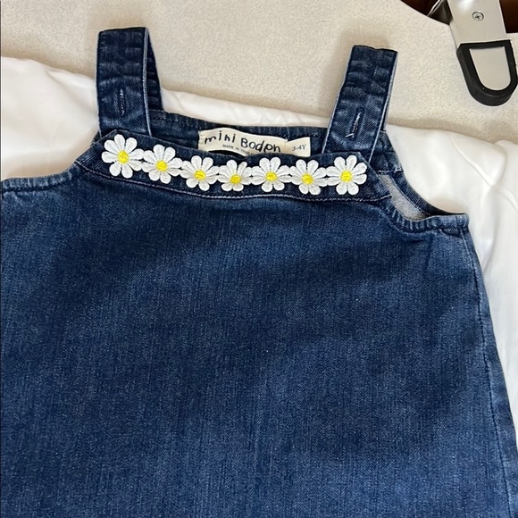Mini Boden Other - Mini Boden Blue Denim Jumpsuit with Daisy Trim